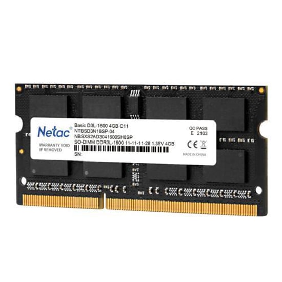 Netac Basic 4GB 1600MHz DDR3L CL11 Notebook RAM Bellek (NTBSD3N16SP-04) - 1.35V Düşük Voltaj