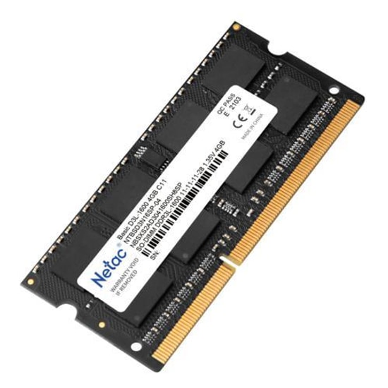 Netac Basic 4GB 1600MHz DDR3L CL11 Notebook RAM Bellek (NTBSD3N16SP-04) - 1.35V Düşük Voltaj