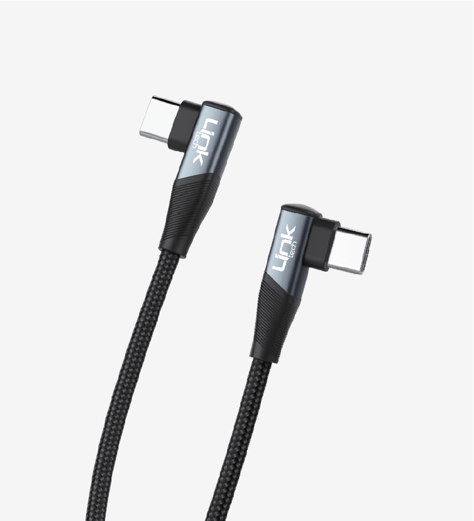 Linktech K595 Örgülü Dirsekli Metal Başlı 150cm Type-C - Type-C 3a 60w Yeşil Şarj Kablosu