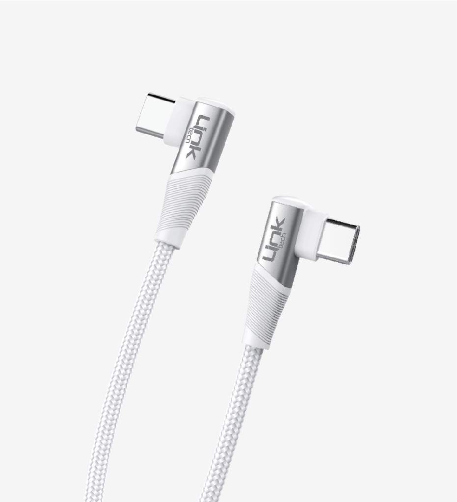 Linktech K595 Örgülü Dirsekli Metal Başlı 150cm Type-C - Type-C 3a 60w Yeşil Şarj Kablosu