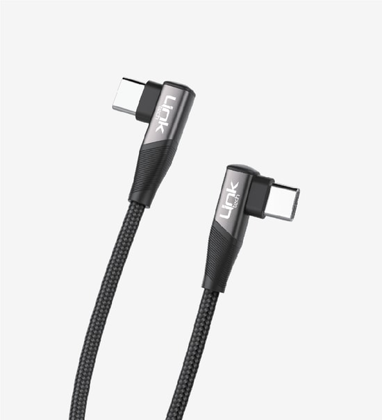 Linktech K595 Örgülü Dirsekli Metal Başlı 150cm Type-C - Type-C 3a 60w Yeşil Şarj Kablosu