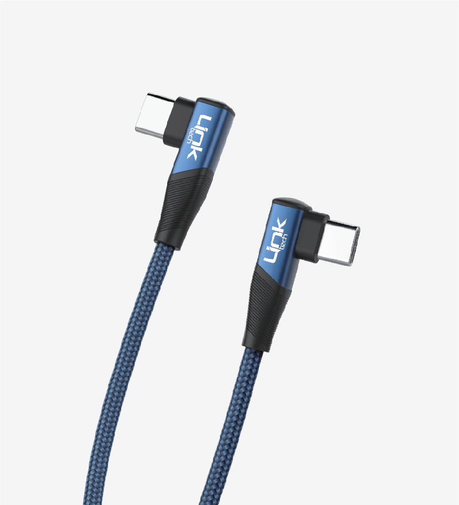 Linktech K595 Örgülü Dirsekli Metal Başlı 150cm Type-C - Type-C 3a 60w Yeşil Şarj Kablosu