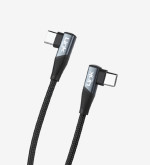 Linktech K595 Örgülü Dirsekli Metal Başlı 150cm Type-C - Type-C 3a 60w Mavi Şarj Kablosu