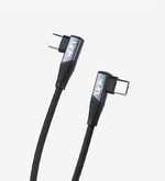 Linktech K595 Örgülü Dirsekli Metal Başlı 150cm Type-C - Type-C 3a 60w Siyah Şarj Kablosu