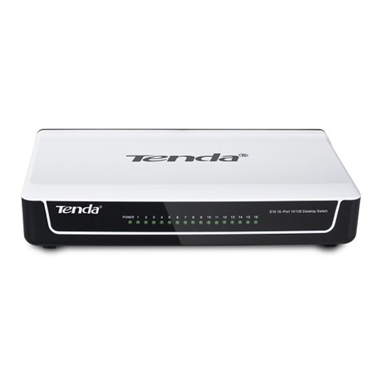 Tenda S16 16 Port 10/100 Mbps Fast Ethernet Switch - Plastik Kasa, Masaüstü Tasarım, Tak ve Çalıştır, Yönetilemez Switch