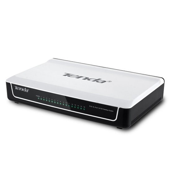 Tenda S16 16 Port 10/100 Mbps Fast Ethernet Switch - Plastik Kasa, Masaüstü Tasarım, Tak ve Çalıştır, Yönetilemez Switch