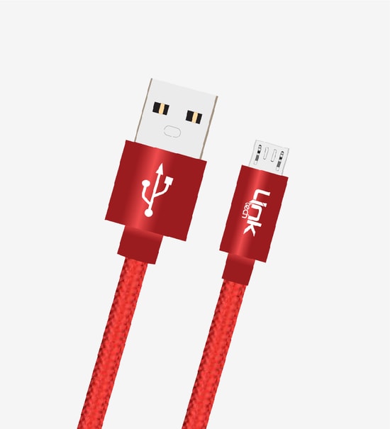 LinkTech K542 30cm Örgülü Metal Başlı Gri Micro USB Şarj Kablosu (LCA-K542/GRAY) - Powerbank Uyumlu Hızlı Şarj Kablosu