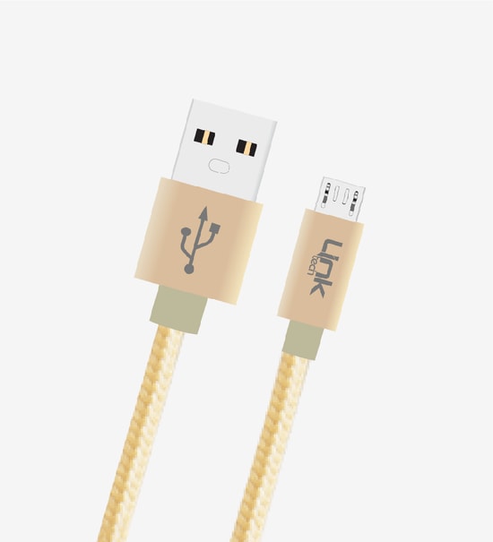 LinkTech K542 30cm Örgülü Metal Başlı Gri Micro USB Şarj Kablosu (LCA-K542/GRAY) - Powerbank Uyumlu Hızlı Şarj Kablosu