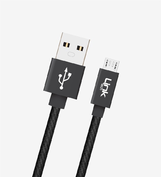 LinkTech K542 30cm Örgülü Metal Başlı Mavi Micro USB Şarj Kablosu (LCA-K542/BLUE) - Powerbank Uyumlu Hızlı Şarj Kablosu