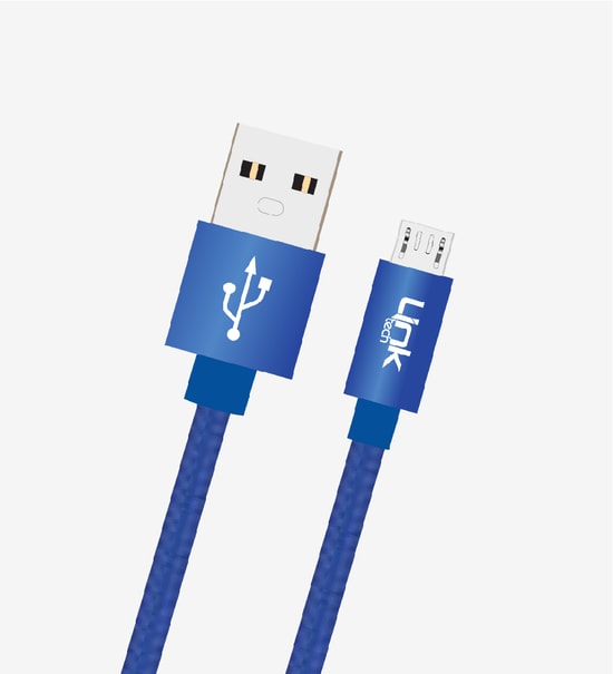 LinkTech K542 30cm Örgülü Metal Başlı Mavi Micro USB Şarj Kablosu (LCA-K542/BLUE) - Powerbank Uyumlu Hızlı Şarj Kablosu
