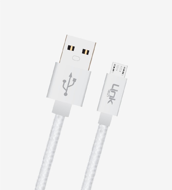 LinkTech K542 30cm Örgülü Metal Başlı Mavi Micro USB Şarj Kablosu (LCA-K542/BLUE) - Powerbank Uyumlu Hızlı Şarj Kablosu