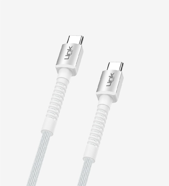 LinkTech K598 1m 3A 60W PD Örgülü Type-C to Type-C Beyaz Şarj Kablosu - Metal Başlı, Hızlı Şarj (LCA-K598/WHITE)
