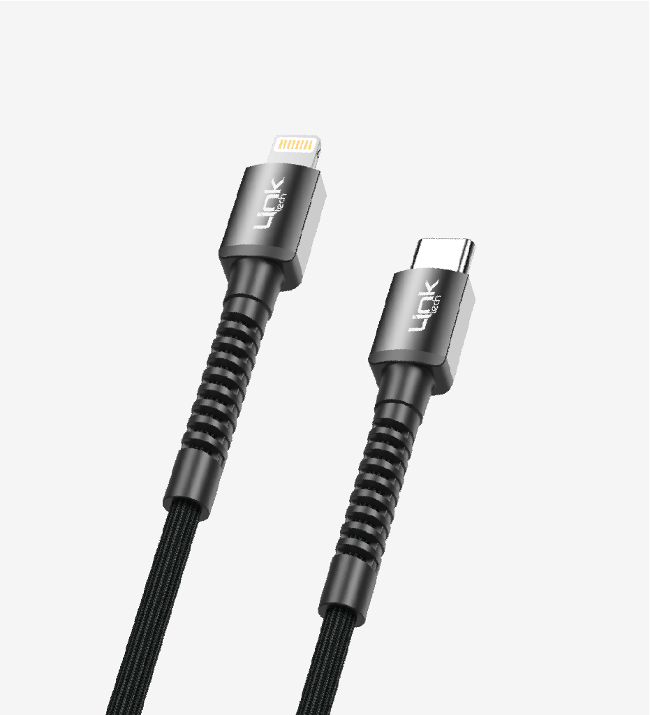 Linktech K599 Safe & Fast 1m 3a Örgülü Pd Type-C Beyaz Lightning Şarj Kablosu