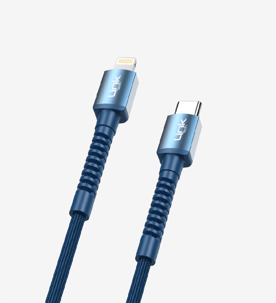 Linktech K599 Safe & Fast 1m 3a Örgülü Pd Type-C Beyaz Lightning Şarj Kablosu