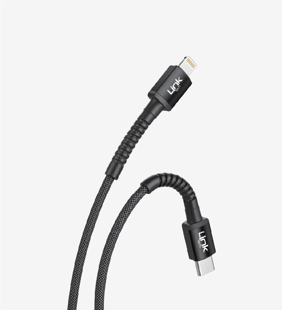 Linktech K599 Safe & Fast 1m 3a Örgülü Pd Type-C Beyaz Lightning Şarj Kablosu