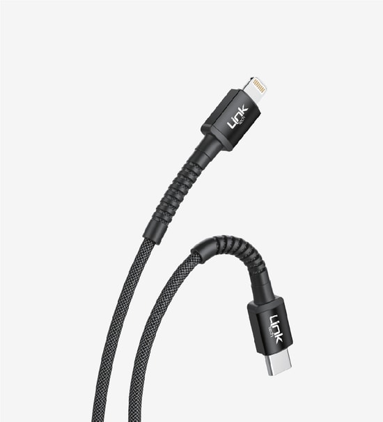 Linktech K599 Safe & Fast 1m 3a Örgülü Pd Type-C Siyah Lightning Şarj Kablosu