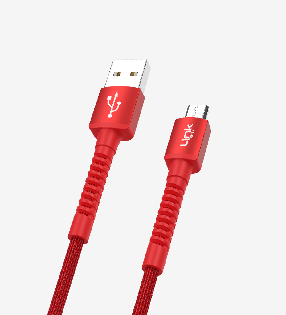 Linktech K551 Safe & Fast 1m Örgülü Metal Başlı Yeşil Micro Usb Şarj Kablosu