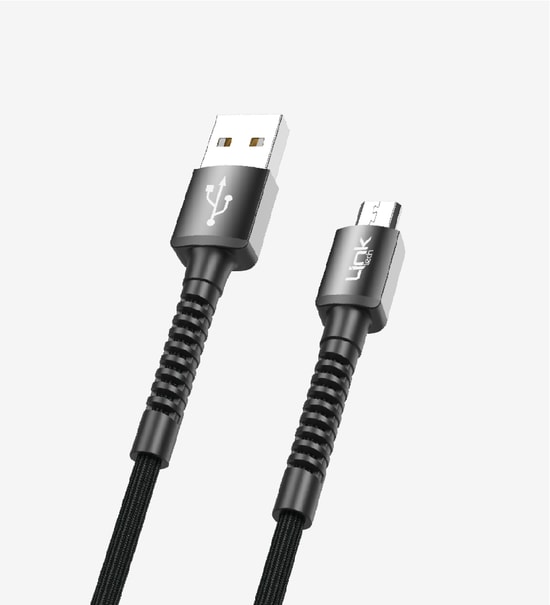LinkTech K551 Siyah 2.4A 1m Örgülü Metal Başlı Micro USB Şarj Kablosu (LCA-K551/BLACK) - Hızlı Şarj, Dayanıklı Tasarım