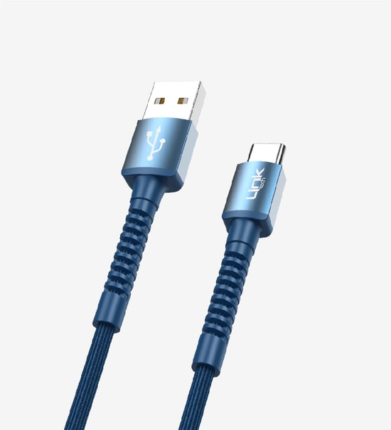 LinkTech LCA-K552 Mavi K552 Safe 1m Örgülü Metal Başlı Type-C Şarj Kablosu - 3A Hızlı Şarj, Dayanıklı Tasarım