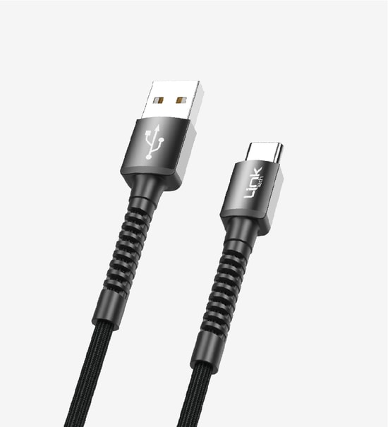 LinkTech LCA-K552 Siyah K552 Safe 1m Örgülü Metal Başlı Type-C Şarj Kablosu - 3A Hızlı Şarj, Dayanıklı Tasarım