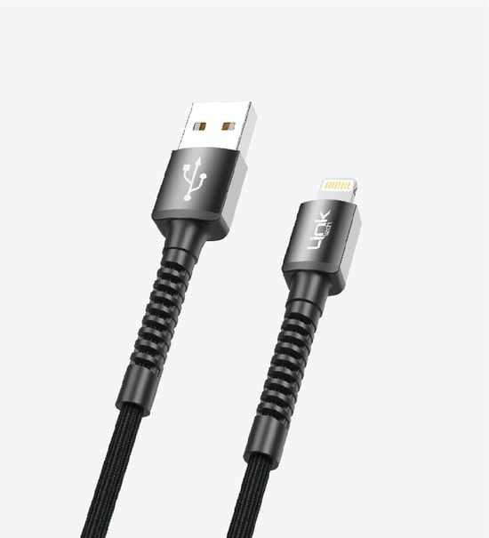 LinkTech K550 Yeşil Lightning Şarj Kablosu (LCA-K550/GREEN) - 1m 3A Örgülü Metal Başlı, Hızlı Şarj, Dayanıklı Kablo