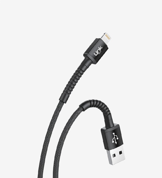 LinkTech K550 Yeşil Lightning Şarj Kablosu (LCA-K550/GREEN) - 1m 3A Örgülü Metal Başlı, Hızlı Şarj, Dayanıklı Kablo