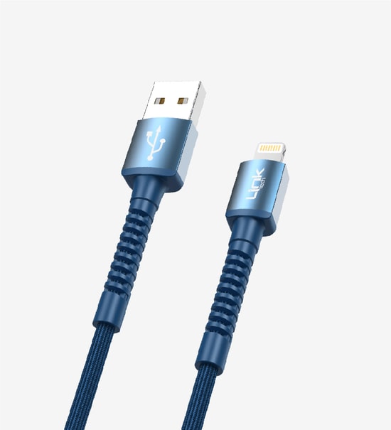 LinkTech K550 Yeşil Lightning Şarj Kablosu (LCA-K550/GREEN) - 1m 3A Örgülü Metal Başlı, Hızlı Şarj, Dayanıklı Kablo