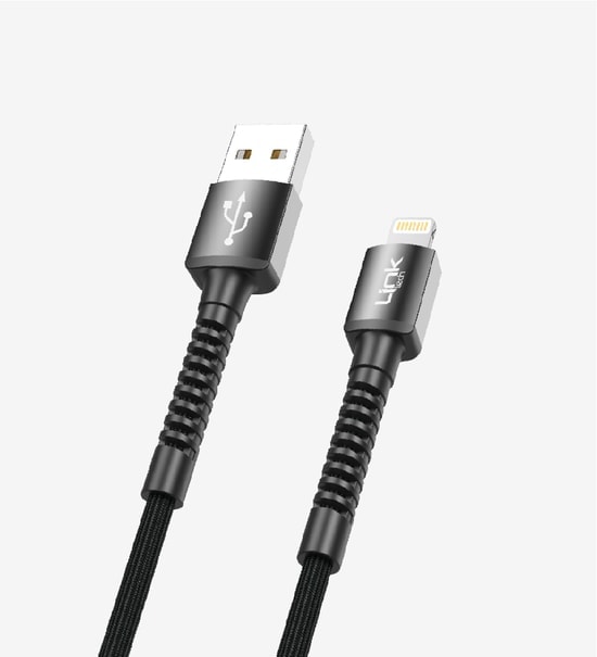 LinkTech K550 Kırmızı Lightning Şarj Kablosu (LCA-K550/RED) - 1m, 3A, Örgülü, Metal Başlı, Hızlı Şarj, Dayanıklı Kablo