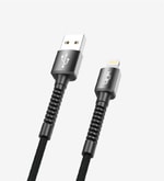 LinkTech K550 1m 3A Lightning Örgülü Metal Başlı Şarj Kablosu (LCA-K550/BLACK) - Siyah, Dayanıklı, Hızlı Şarj