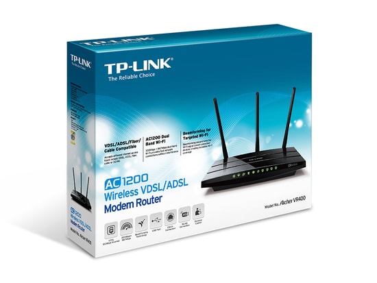 TP-Link Archer VR400 AC1200 VDSL/ADSL Modem Router - WiFi 5, 1200Mbps, 4x1GE LAN, 3 Anten, USB, Fiber Destekli