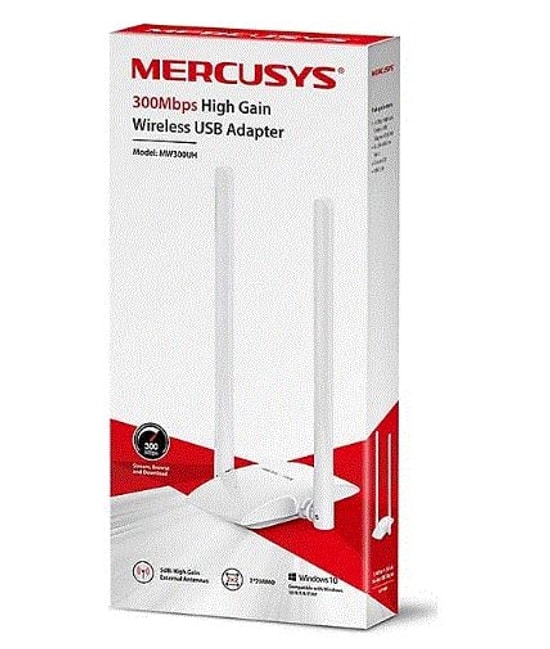 TP-Link Mercusys MW300UH 300Mbps Yüksek Kazançlı Kablosuz USB Adaptör - WiFi 4, 2x Harici Anten, USB 2.0 Tak Çalıştır
