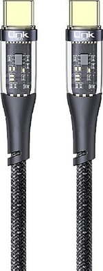 Linktech K670 Şeffaf 130cm 100W Type-C to Type-C Data Kablosu - Hızlı Şarj, Güvenli Veri Aktarımı