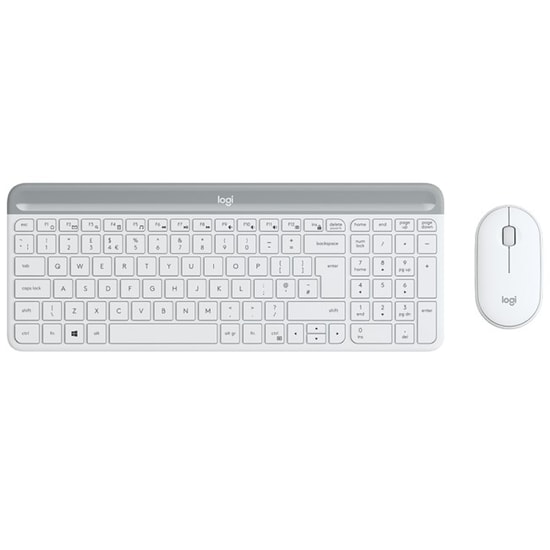 Logitech MK470 Beyaz İnce Tasarım Kablosuz Multimedya Klavye Mouse Seti (920-009436) - Türkçe Q Klavye, 1000Dpi