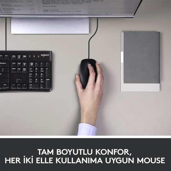 Logitech MK120 USB Kablolu Klavye Mouse Set (920-002560) - Türkçe Q Düzen, Optik 1000dpi, Sıvı Dökülmesine Dirençli