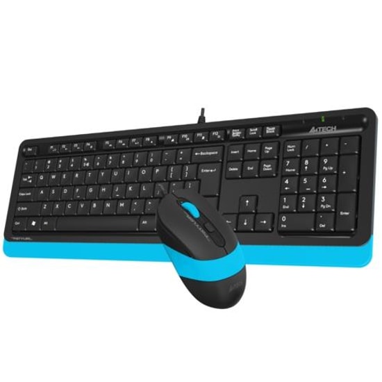 A4 Tech F1010 Mavi Q USB Kablolu Klavye Mouse Seti (F1010-M) - 1600 DPI Optik Mouse, Multimedya Tuşları