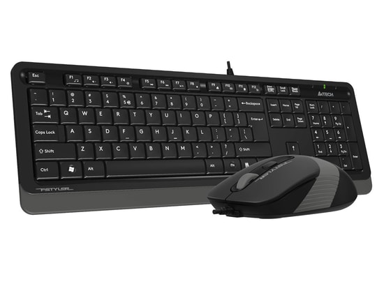 A4 Tech Fstyler F1010-G USB Kablolu Gri Multimedya Klavye Mouse Seti - Türkçe Q Düzen, 1600 DPI Optik Mouse, Ergonomik