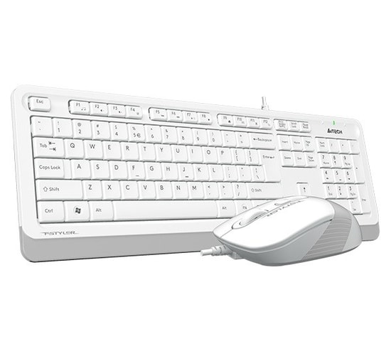 A4 Tech F1010 Beyaz USB Q Klavye Mouse Seti - Standart Kablolu, Ergonomik Multimedia Klavye, Optik Mouse