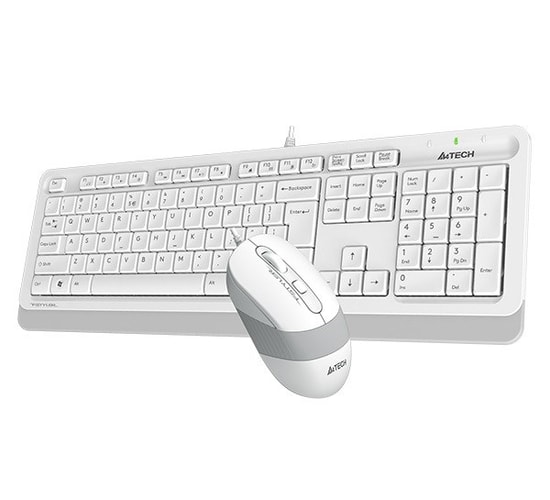 A4 Tech F1010 Beyaz USB Q Klavye Mouse Seti - Standart Kablolu, Ergonomik Multimedia Klavye, Optik Mouse