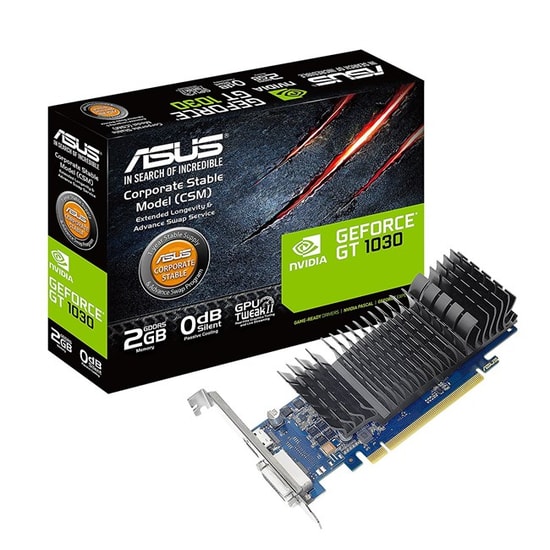 Asus GeForce GT1030-SL-2G-BRK 2GB GDDR5 Ekran Kartı - 64 Bit, Sessiz Soğutma, HDMI 2.0, DVI-D