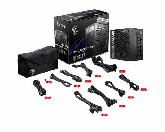 MSI MPG A850G PCIE5 850W 80+ Gold PCIe 5.1 Tam Moduler Güç Kaynağı - Gen5, Aktif PFC, 135mm Fanlı, ATX 3.1 Uyumlu