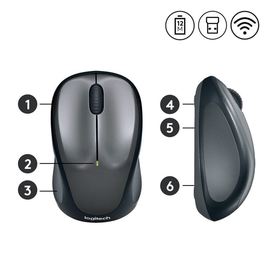 Logitech M235 Siyah Kablosuz Optik Mouse (910-002201) - 1000 DPI, Kompakt Tasarım, 3 Tuş, Uzun Ömürlü Pil, USB Alıcı