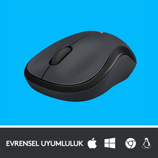Logitech M220 Sessiz Siyah Kablosuz Optik Mouse (910-004878) - 1000 DPI, 2.4 GHz, Ergonomik Tasarım