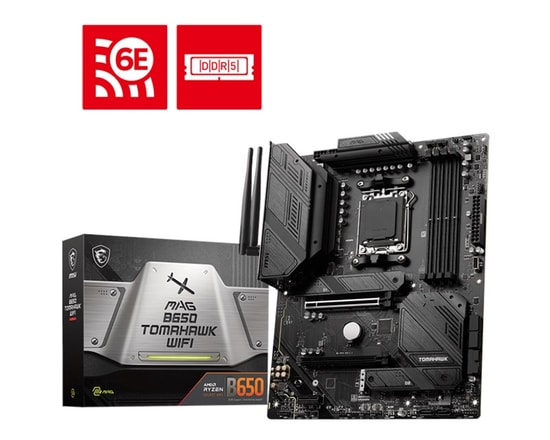 MSI MAG B650 Tomahawk WIFI Anakart: AM5, DDR5 7600MHz (OC), 2.5G LAN, Wi-Fi 6E, HDMI, DP, 3xM.2, USB 3.2, ATX