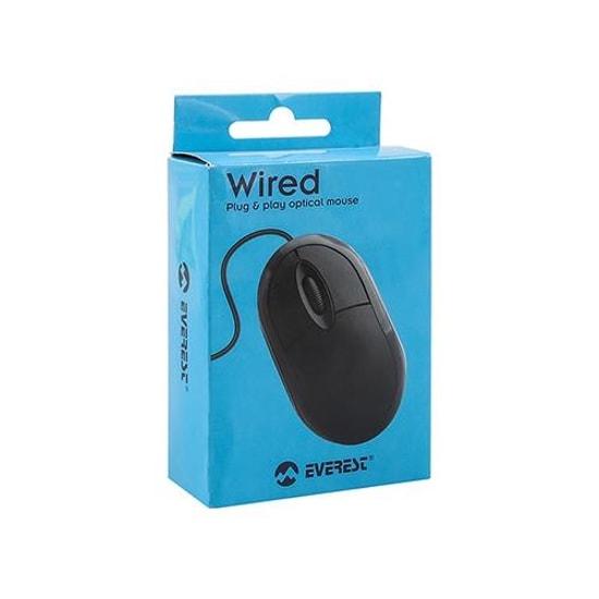 Everest SM-385 Siyah Kablolu Optik Mouse - 1200 DPI, Hassas Takip, Hızlı USB Bağlantısı, Ergonomik Tasarım