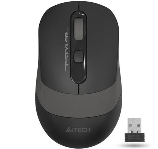 A4 Tech FG10S Siyah Gri Kablosuz Nano Optik Mouse - 2000 DPI, Sessiz Tıklama, Ergonomik Tasarım, AA Pil, 125Hz Raporlama