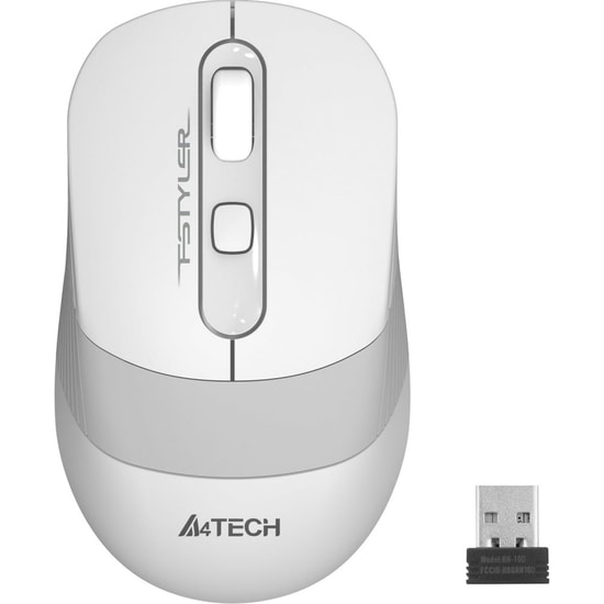 A4 Tech Fstyler FG10 Beyaz Gri Kablosuz Optik Mouse - 2000 DPI, 2.4 GHz Bağlantı, Kaymaz Tasarım, 5 Milyon Tıklama Ömrü
