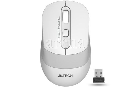 A4 Tech Fstyler FG10 Beyaz Gri Kablosuz Optik Mouse - 2000 DPI, 2.4 GHz Bağlantı, Kaymaz Tasarım, 5 Milyon Tıklama Ömrü