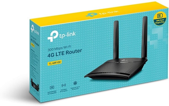 Tp-Link TL-MR100 4G LTE Router - 2.4 GHz 300Mbps WiFi 4, SIM Kartlı, 2 Anten, 1 100Mbs LAN, Kolay Kurulum, QoS Desteği