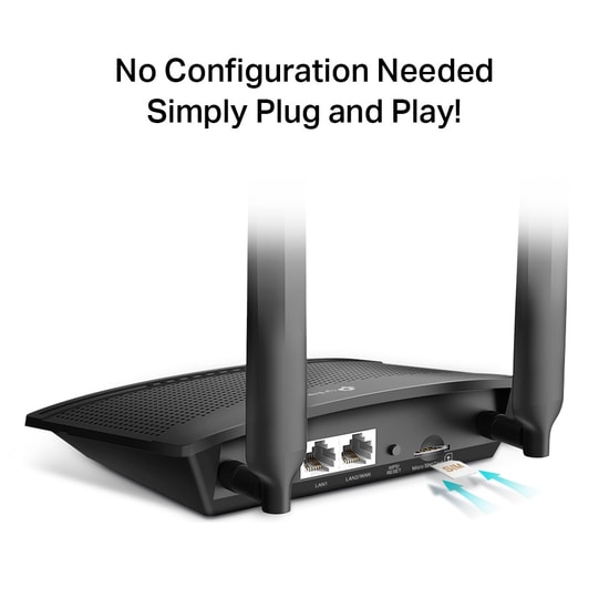 Tp-Link TL-MR100 4G LTE Router - 2.4 GHz 300Mbps WiFi 4, SIM Kartlı, 2 Anten, 1 100Mbs LAN, Kolay Kurulum, QoS Desteği