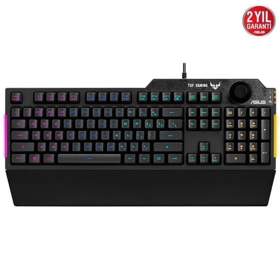 Asus TUF Gaming K1 RGB Türkçe Oyuncu Klavyesi - Mekanik Hisli, Özel Ses Kontrol, Yan Aydınlatma, Suya Dayanıklı